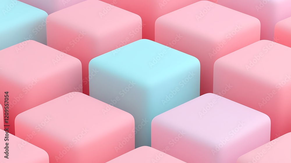 Poster colorful pastel cubes in a repetitive geometric pattern showcasing modern design and texture for bac