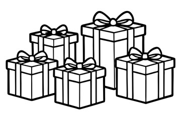 Elegant Gift Box Sketch Set in line art Vector