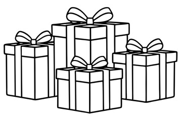 Elegant Gift Box Sketch Set in line art Vector