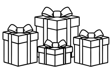 Elegant Gift Box Sketch Set in line art Vector