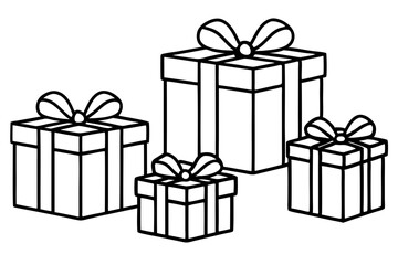 Elegant Gift Box Sketch Set in line art Vector