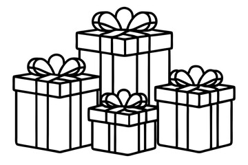 Elegant Gift Box Sketch Set in line art Vector