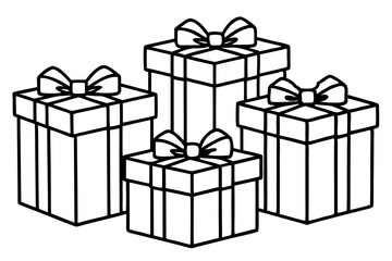Elegant Gift Box Sketch Set in line art Vector