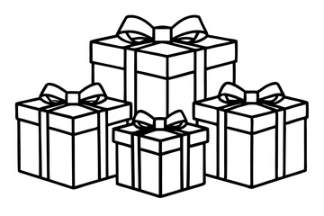 Elegant Gift Box Sketch Set in line art Vector