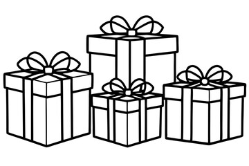 Elegant Gift Box Sketch Set in line art Vector