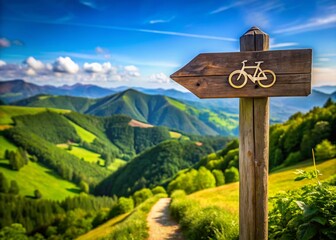 Basque Country Mountain Hiking Trail Wooden Signpost, Navarra, Spain