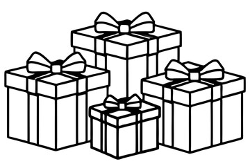 Elegant Gift Box Sketch Set in line art Vector