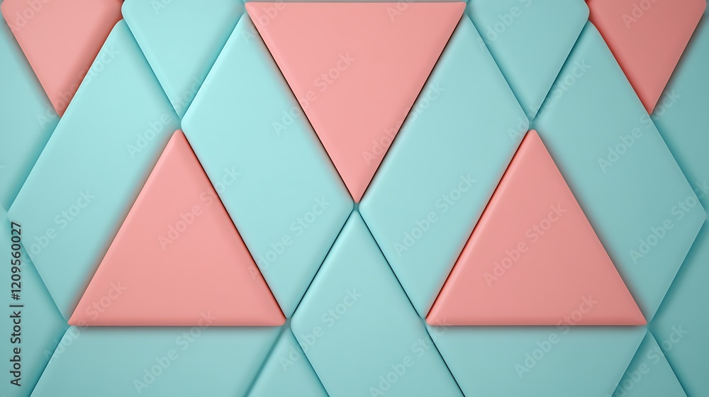 Poster geometric pattern with triangles in soft pastel colors for modern design and background use