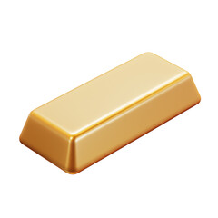 3D render icon of a gold bar, clean white background