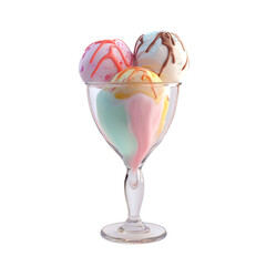 Delicious ice cream scoops in a glass dessert bowl sweet treat summer flavors