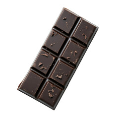 A bar of dark chocolate isolated on a white background.