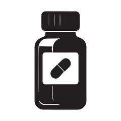  Pill Bottle Syringe icon silhouette icon silhouette vector illustration