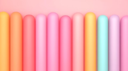 Soft Colorful Cylindrical Shapes Arranged on a Light Pink Background for Art and Design Inspiration