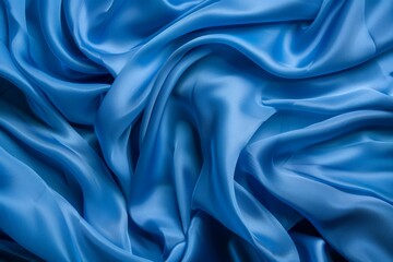 Fototapeta premium Image of Blue silk fabric drapery material. Texture for background usage