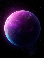 background of planet earth with purple glow, space background, blue and violet gradient, stars in the sky.