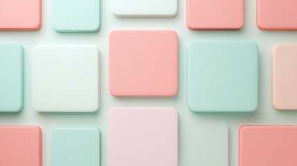 Soft Pastel Colored Squares Arranged in a Modern Geometric Pattern for Background Design and Art Projects