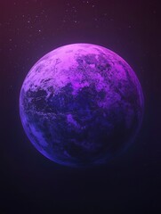 Fototapeta premium background of planet earth with purple glow, space background, blue and violet gradient, stars in the sky.