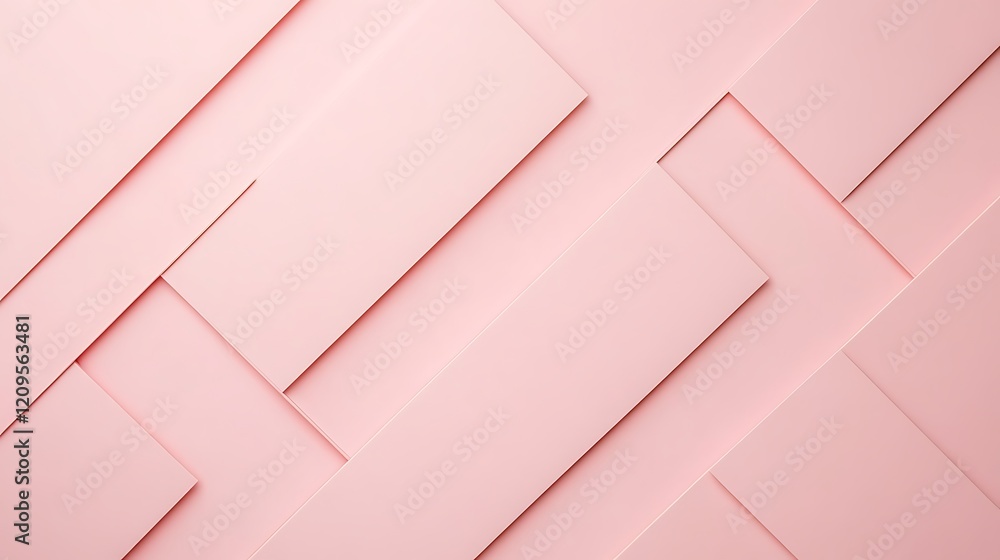 Poster soft pink geometric shapes in layered arrangement on a minimalistic background for design and art pr