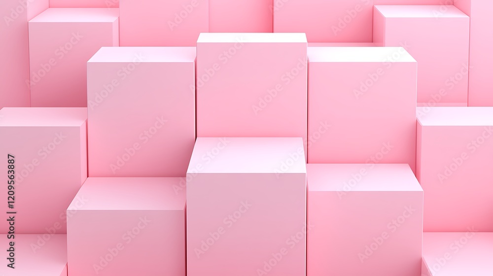 Poster Stacked Pink Cubes Creating a Minimalist Abstract Background for Design Projects and Creative Use