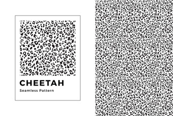 Cheetah seamless pattern. Black and white cheetah print. Vector texture. 