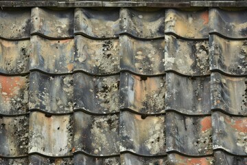 Fototapeta premium Photo of Very old japanese roof pattern. Background texture for backdrops or mapping