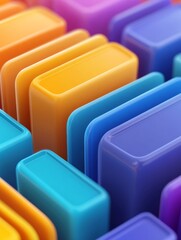 Obraz premium Colorful rectangular blocks are arranged in a layered pattern, creating a vibrant and abstract design