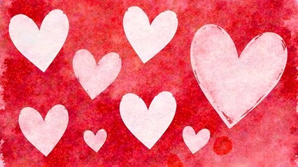 Obraz premium Pattern with white hearts on red background. Wrapping paper concept, seamless background. Valentine's Day. Mother's Day