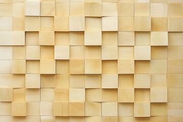 wall of square light wood blocks