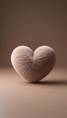 Brown fluffy heart shape on brown background. minimalist style.