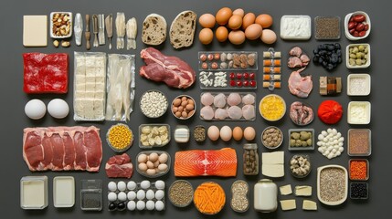 Diverse Assortment of Healthy Foods and Ingredients Flat Lay