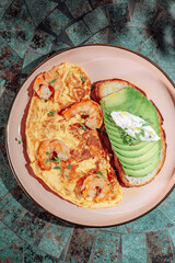 A hearty breakfast with an interesting serving