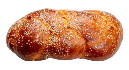 Easter greek tsoureki braid isolated on white, transparent. Sweet bread brioche top view