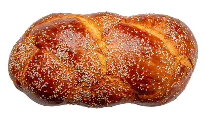 Easter bread greek tsoureki braid isolated on white, transparent. Sweet brioche top view