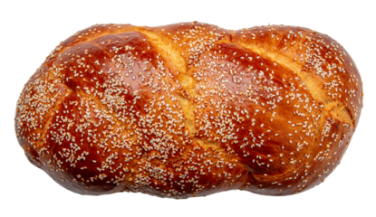 Easter bread greek tsoureki braid isolated on white, transparent. Sweet brioche top view