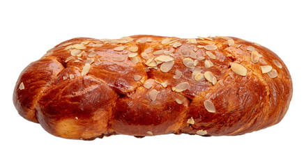 Easter greek tsoureki braid isolated on white, transparent. Sweet bread brioche overhead 