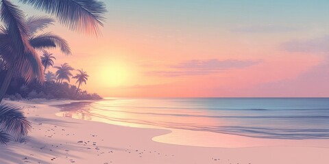 Tranquil Sunset Over Tropical Beach Paradise