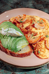 A hearty breakfast with an interesting serving