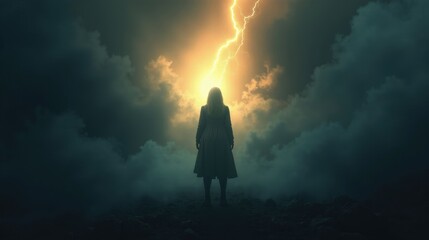 A figure surrounded by dark, swirling shadows, with a bright, supportive light breaking through the darkness, symbolizing the power of help in overcoming fear.