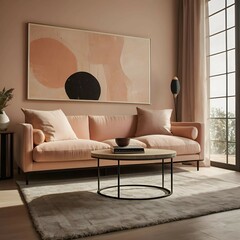 Chic Living Room with Abstract Artwork and Natural Light