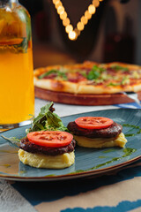 Hot with sauces and toppings