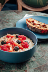 Breakfast with berries and interesting serving