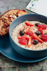 Breakfast with berries and interesting serving