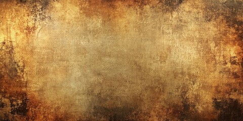 Obraz premium Rustic vintage background with warm golden and brown hues featuring aged paper texture with grunge patterns softly fading towards the center