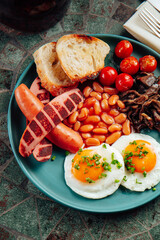 A hearty breakfast with an interesting serving
