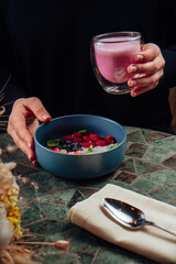 Breakfast with berries and interesting serving