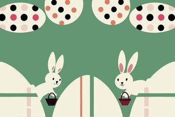 Catholic easter poster decoration: eggs and bunny ears.