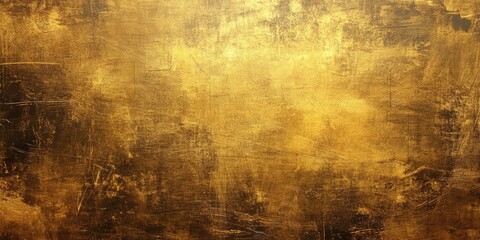 Fototapeta premium Grunge background with rich golden hues featuring a textured surface with dark undertones and a subtle sheen across the entire canvas