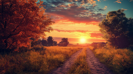 Fototapeta premium Beautiful sunrise scenery with thick clouds and rising sun