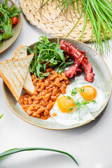 A hearty breakfast with an interesting serving