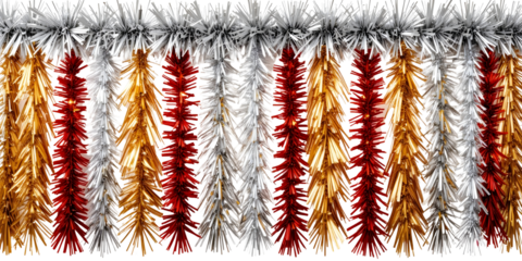 Collection set of christmas tinsel isolated on transparent or white background